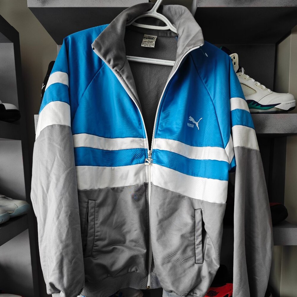 RETRO Puma Zippered Jacket Grey Blue White Colorway